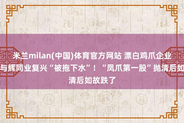 米兰milan(中国)体育官方网站 漂白鸡爪企业致歉，与辉同业复兴“被拖下水”！“凤爪第一股”抛清后如故跌了