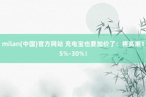 milan(中国)官方网站 充电宝也要加价了：将高潮15%-