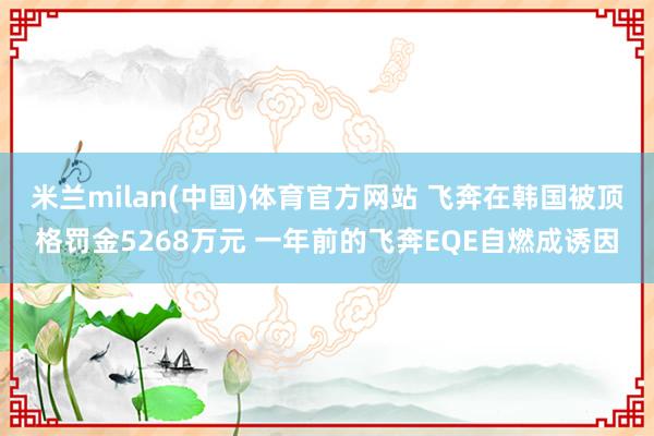 米兰milan(中国)体育官方网站 飞奔在韩国被顶格罚金5268万元 一年前的飞奔EQE自燃成诱因