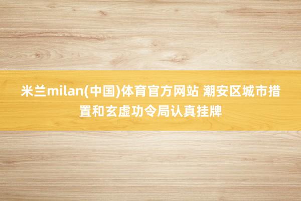 米兰milan(中国)体育官方网站 潮安区城市措置和玄虚功令局认真挂牌