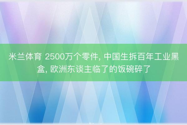 米兰体育 2500万个零件, 中国生拆百年工业黑盒, 欧洲东谈主临了的饭碗碎了