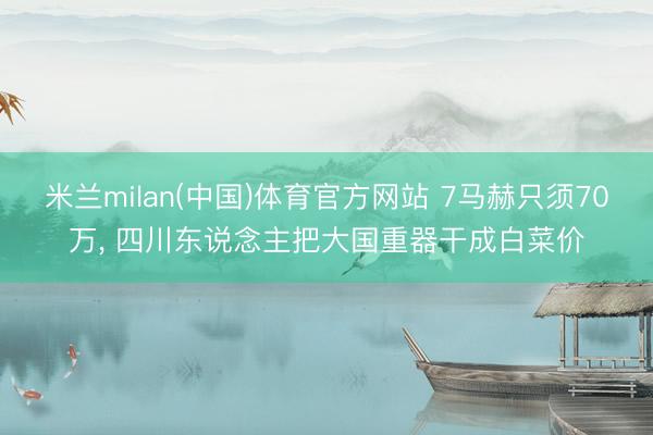 米兰milan(中国)体育官方网站 7马赫只须70万, 四川东说念主把大国重器干成白菜价