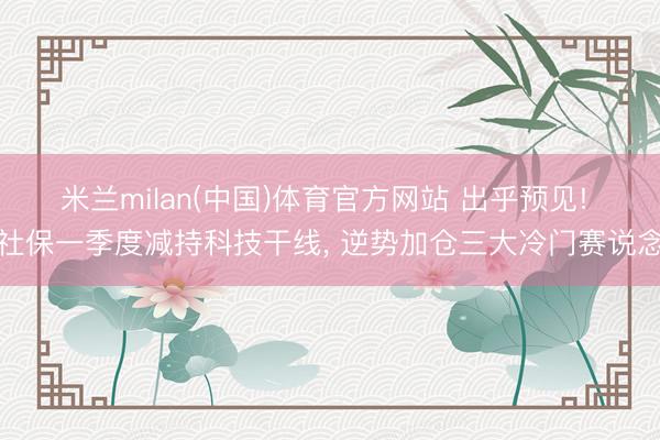 米兰milan(中国)体育官方网站 出乎预见! 社保一季度减持科技干线, 逆势加仓三大冷门赛说念