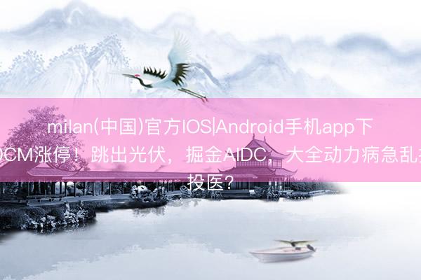 milan(中国)官方IOS|Android手机app下载 20CM涨停!跳出光伏,掘金AIDC,大全动力病急乱投医?