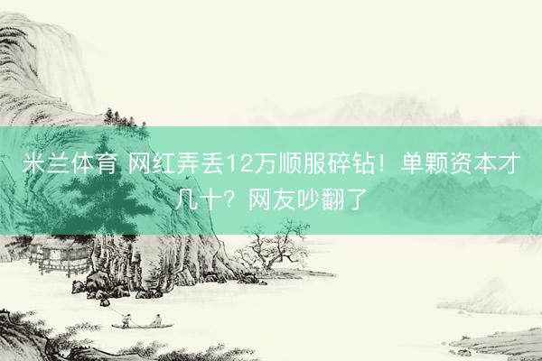 米兰体育 网红弄丢12万顺服碎钻!单颗资本才几十?网友吵翻了