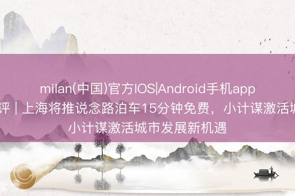 milan(中国)官方IOS|Android手机app下载 上不雅时评 | 上海将推说念路泊车15分钟免费,小计谋激活城市发展新机遇
