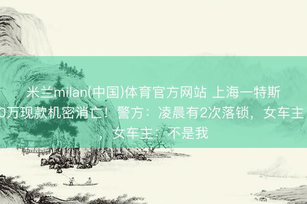 米兰milan(中国)体育官方网站 上海一特斯拉车内30万现款机密消亡!警方:凌晨有2次落锁,女车主:不是我